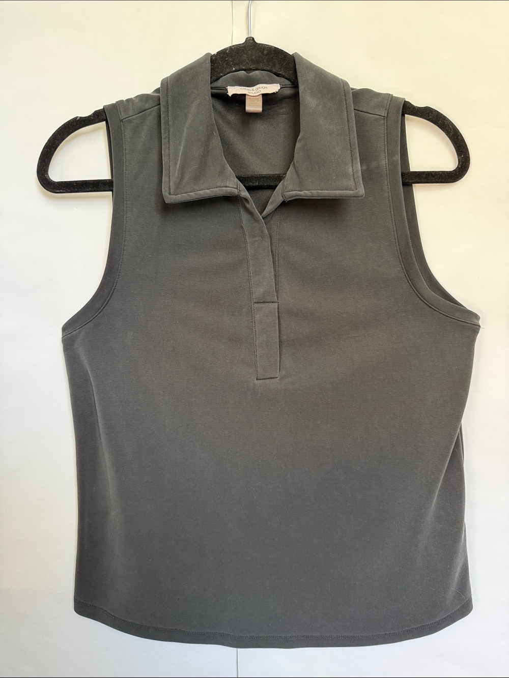 Sleeveless Polo Tank Top - Black